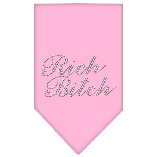 Rich Bitch Rhinestone Bandana Light Pink Large